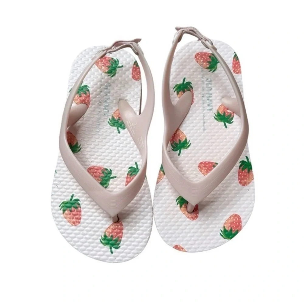 Set of 2 Toddler size 7/8 Thong Sandal flip flop watermelon & strawberry